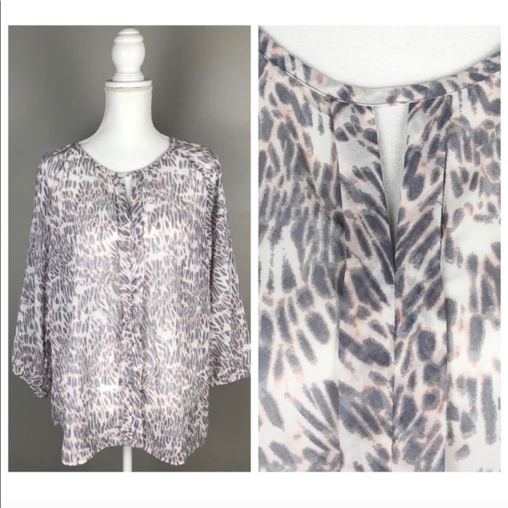 NWOT Banana Republic Keyhole Animal Print Blouse